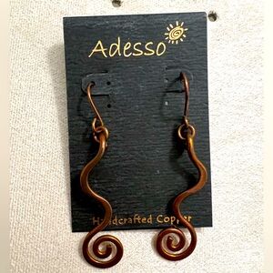 Adesso 100% Copper Handcrafted Dangling Spiral Wavy Earrings